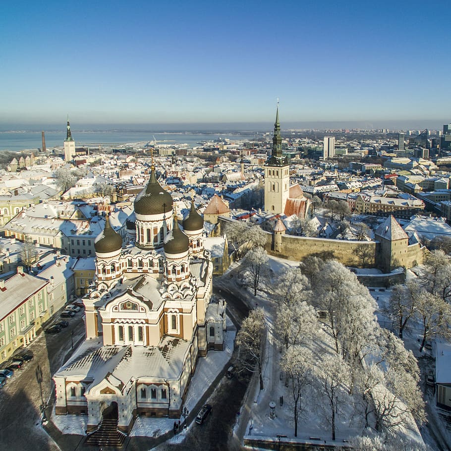 tallinn, estonia, city, tower, church, tourism, outdoors, travel, HD wallpaper