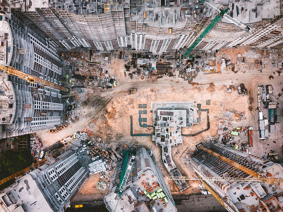 aerial photography of white high-rise concrete building, tower HD wallpaper