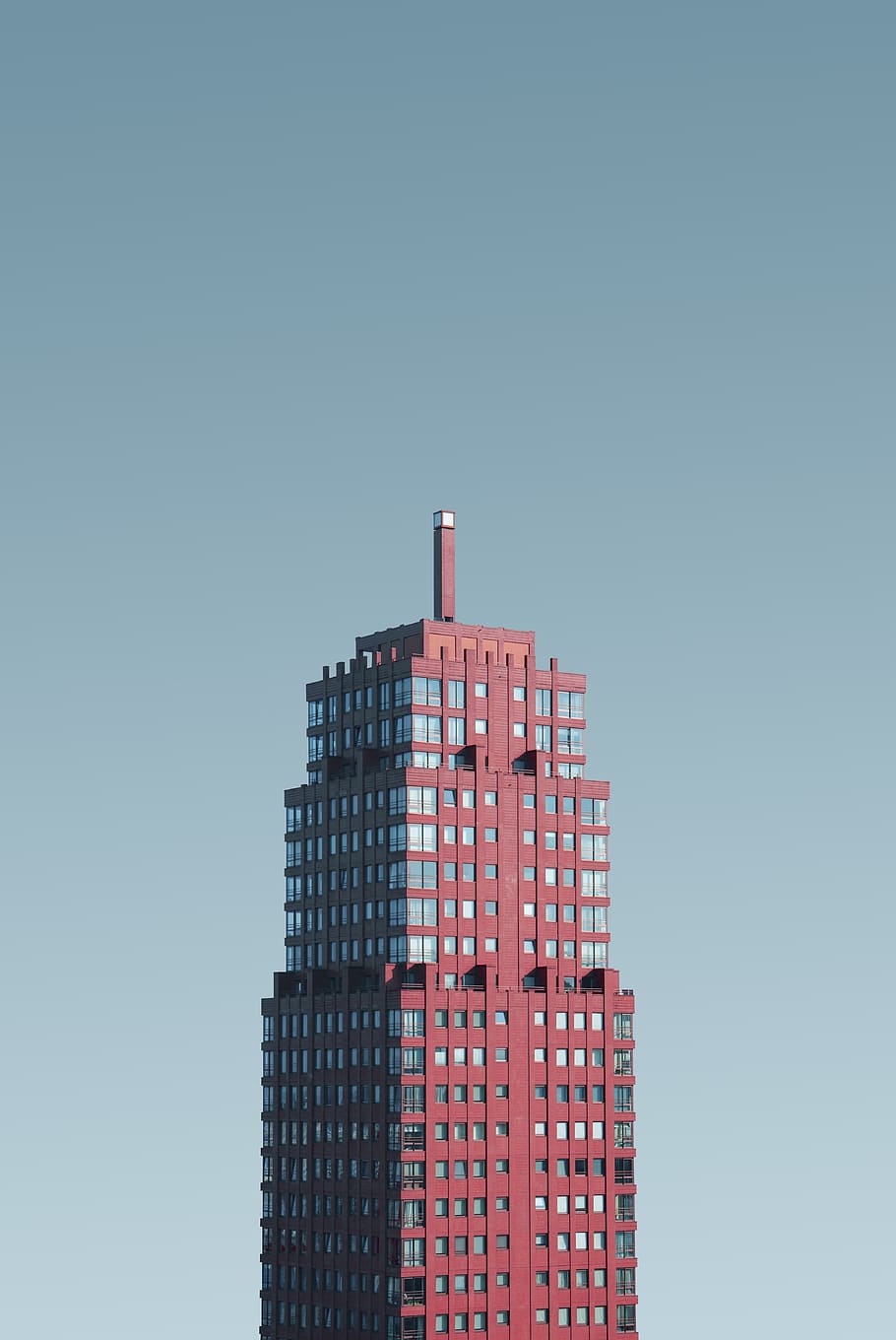 aerial photography of red and glass building, sky, architecture HD wallpaper