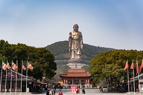 architecture, building, human, person, worship, wuxi, china HD wallpaper