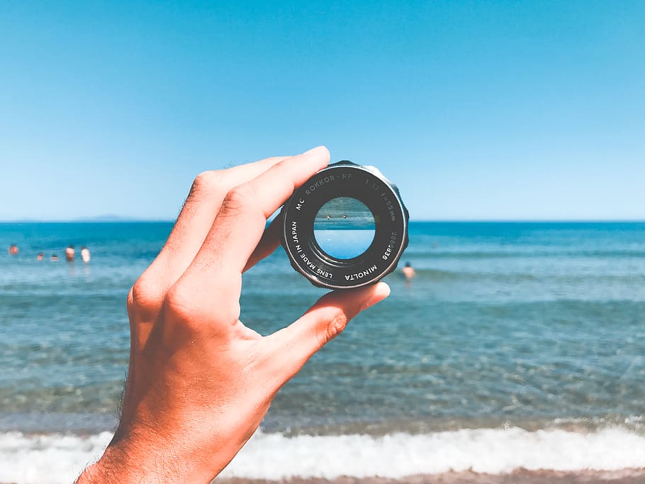 Round Black Lens Case, all shots, beach, horizon, italy, leisure, HD wallpaper