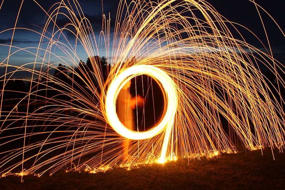 united states, kalispell, motion, illuminated, night, blurred motion HD wallpaper