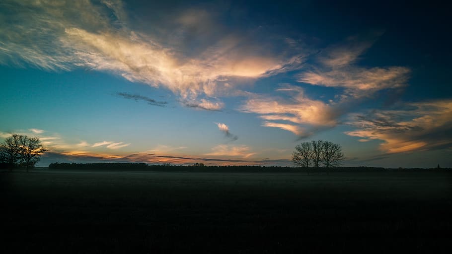 sky, horizon, mist, landscape, panorama, field, cloud - sky HD wallpaper