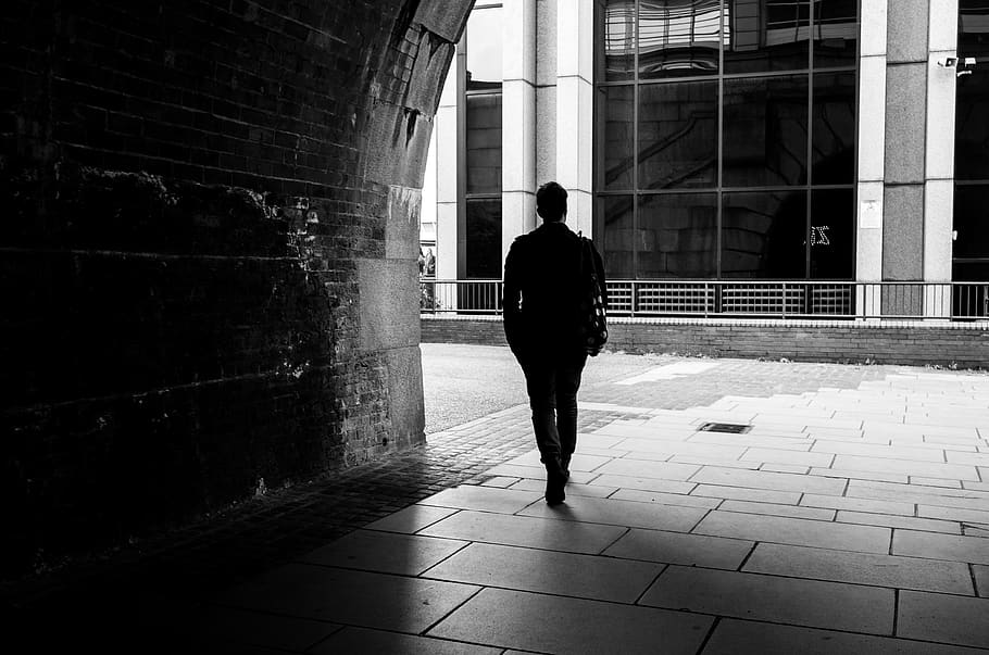 person, human, pedestrian, path, corridor, silhouette, clothing HD wallpaper