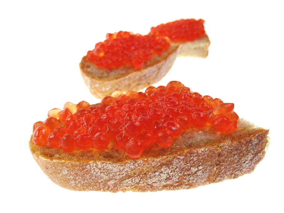 red, caviar, bread, salmon, isolated, expensive, butter, delicious HD wallpaper