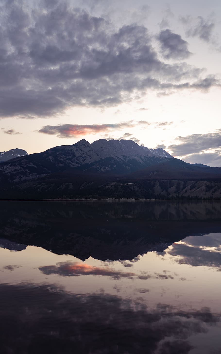 mountain, sunset, mountains, water, reflection, ripple, clouds, HD wallpaper