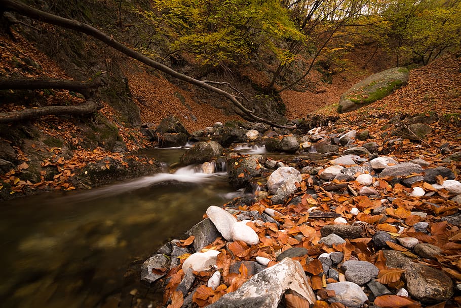 Landscape Photography Waterfalls, boulders, daytime, environment HD wallpaper