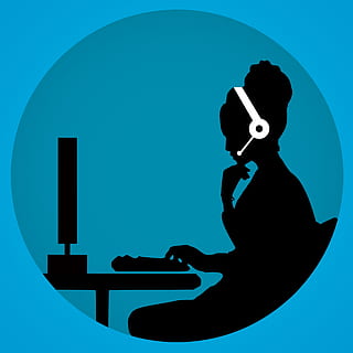 HD wallpaper: Black silhouette on white background of call center worker., operator - Wallpaper Flare