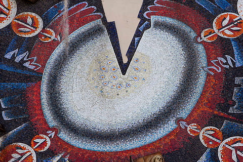 red and blue linen, saint petersburg, russia, mosaic, ссср HD wallpaper