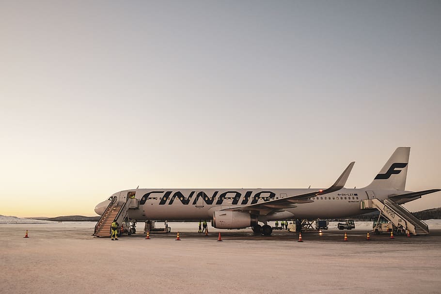 Hd Wallpaper White Finnair Airliner Sky Copy Space Air Vehicle Sunset Wallpaper Flare