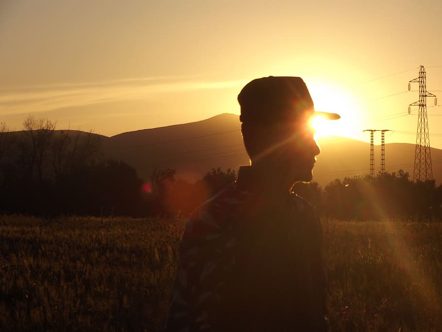 couche, soleils, ismail, taibi, sunset, sky, one person, real people HD wallpaper