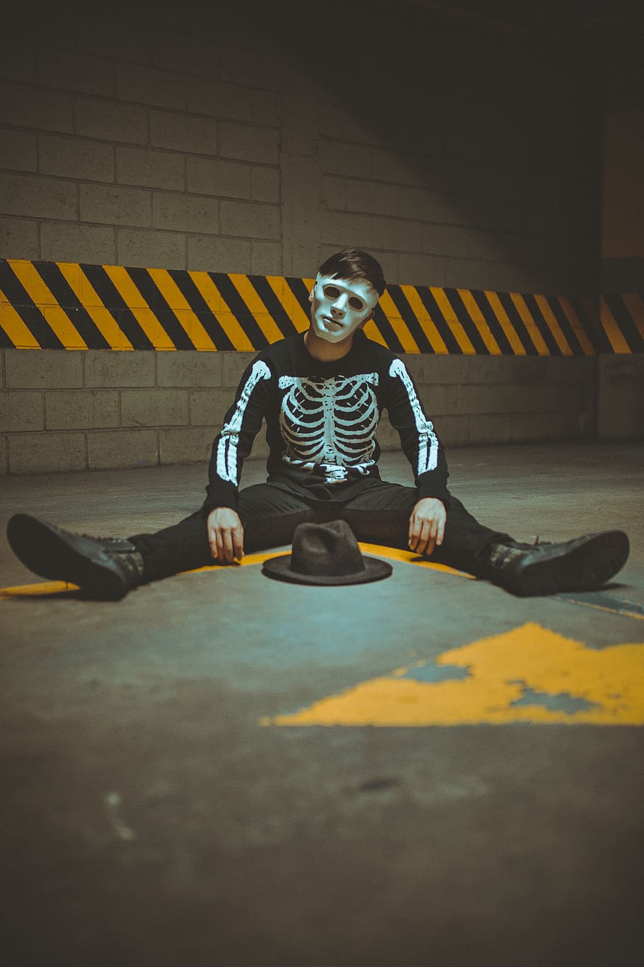 Man Sitting On Floor, costume, creepy, outfit, person, real people HD wallpaper