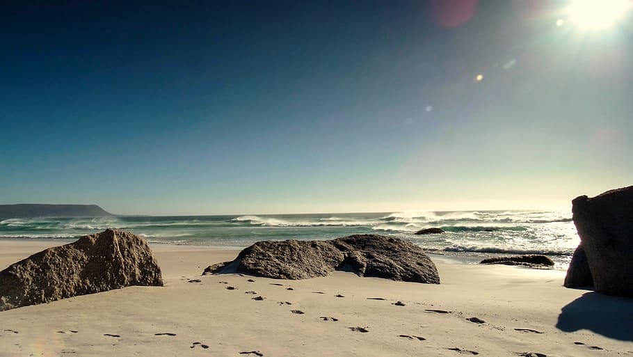 sand, beach, footprints, summer, sea, vacation, ocean, water HD wallpaper
