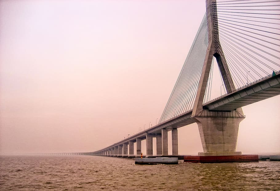 boats under bridge, building, pudong xinqu, s2 hulu expy, china HD wallpaper