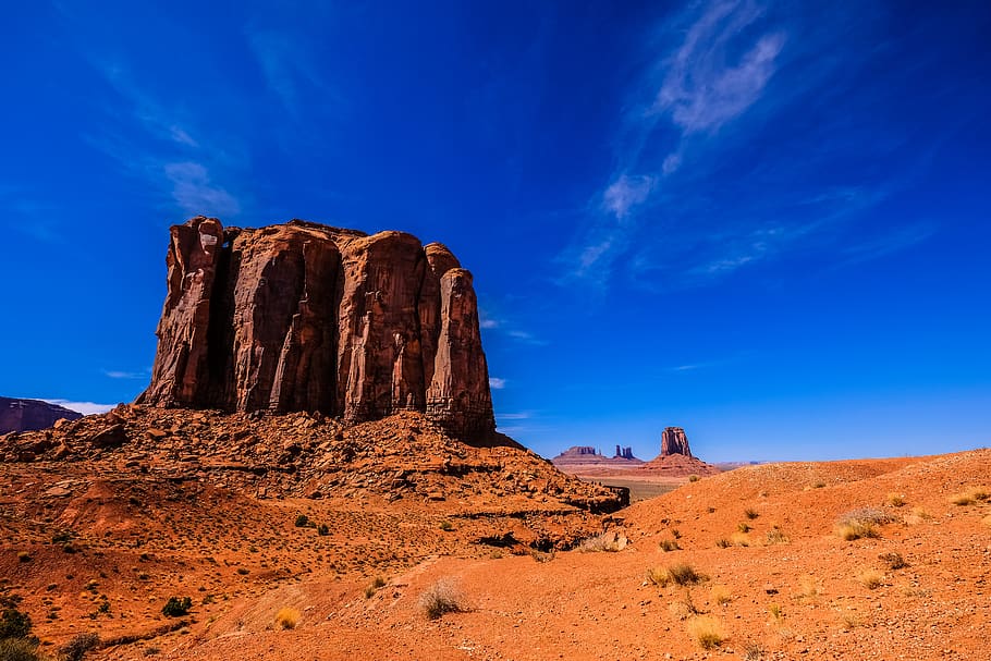 brown rock hill, nature, outdoors, mesa, ground, desert, plateau HD wallpaper