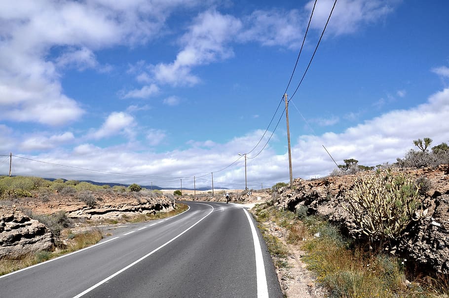 sky, clouds, road, landscape, atmosphere, scenic, air, mood HD wallpaper