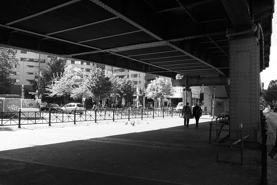 berlin, germany, mitte, blackandwhite, bridge, black and white HD wallpaper