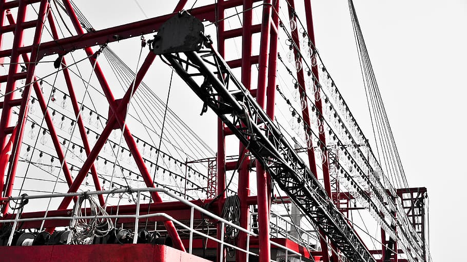 roller coaster, amusement park, construction crane, theme park HD wallpaper