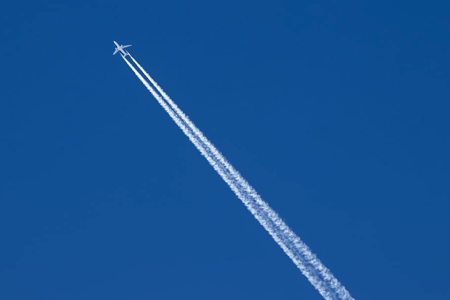 plane, blue sky, flying, clouds, trip, aircraft, tourism, air vehicle HD wallpaper