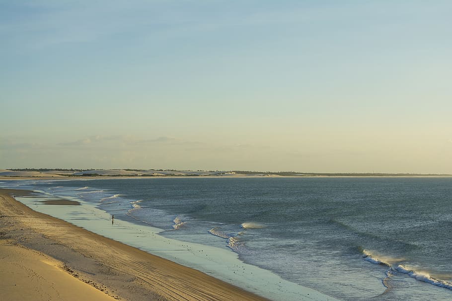 brazil, jericoacoara, brasil, dunes, ocean, wave, water, sea, HD wallpaper