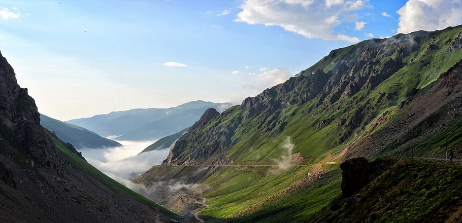 Green Mountain, adventure, blue, clouds, daylight, eastern black sea HD wallpaper