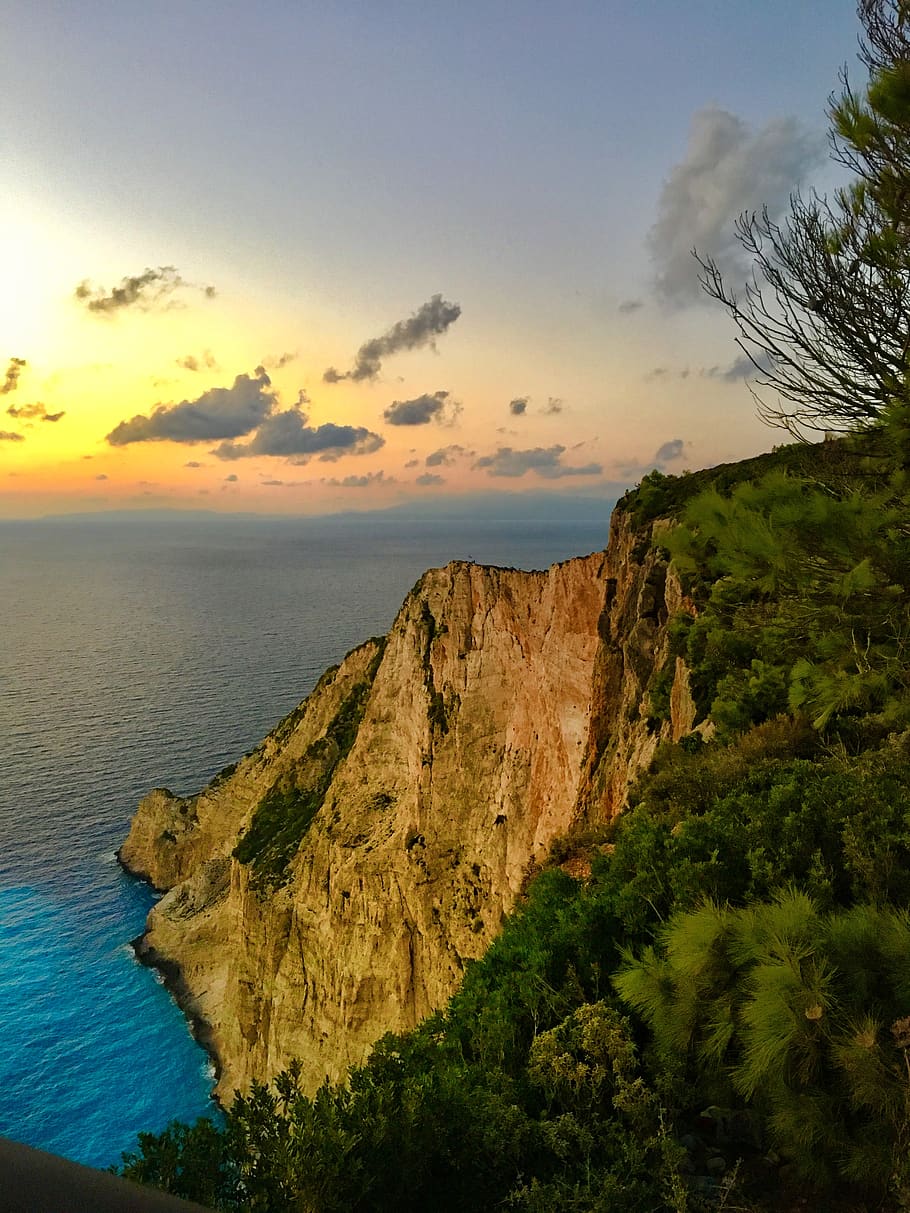 Photo Of Cliff, coast, dawn, greece, ocean, sea, seascape, seashore HD wallpaper