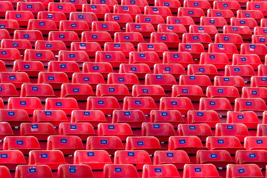 red chair lot, full frame, no people, backgrounds, sport, large group of objects HD wallpaper