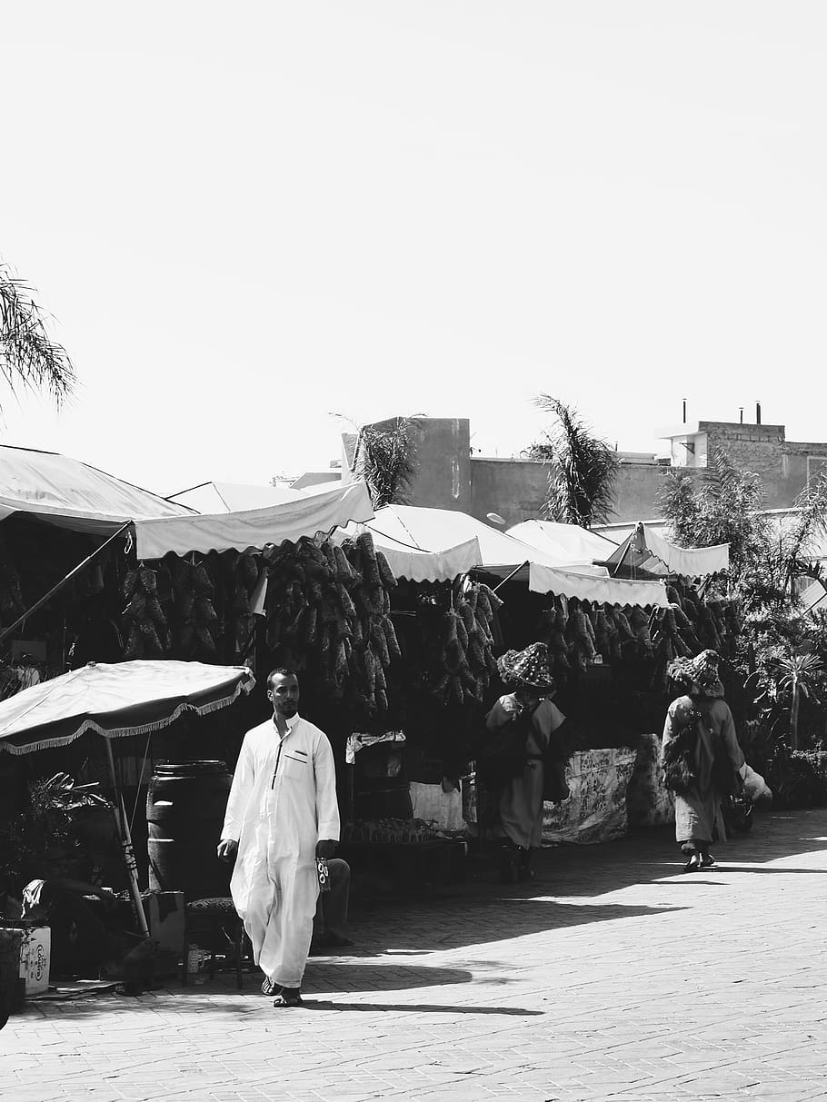 morocco, marrakesh, jemaa el-fna, traditional, outfit, market, HD wallpaper
