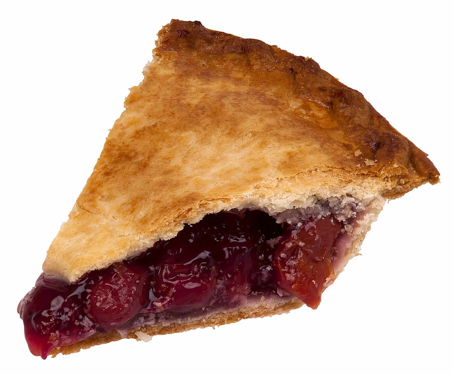 cherry, pie, food, soft, bake, baked, sweet, dish, white background HD wallpaper