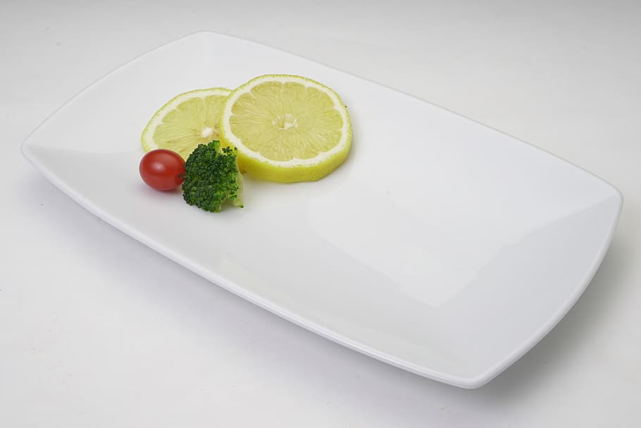 plate, lemon, yellow, vegetable, decoration, food, fruit, healthy eating HD wallpaper