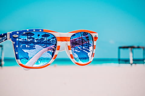 HD wallpaper: Focus Photography of American Flag-accent Wayfarer-styled  Sunglasses With Sea Background | Wallpaper Flare