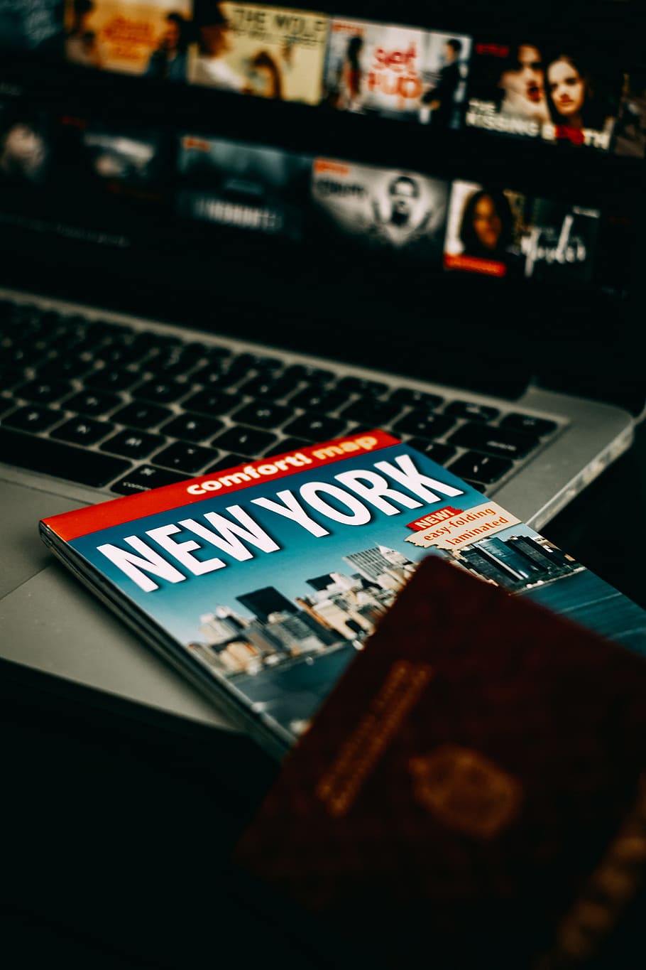 New York book on MacBook Pro, travel guide, laptop, journey, tech, HD wallpaper