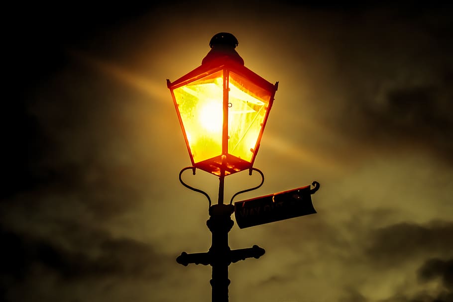 lamp, lantern, light, night, road, lighting, evening, electricity HD wallpaper