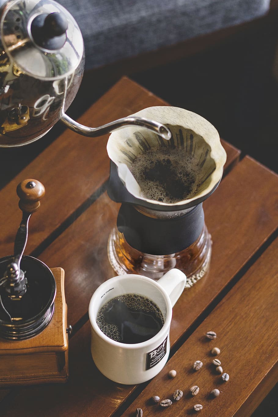 coffee beside coffee grinder, drink, food and drink, refreshment HD wallpaper