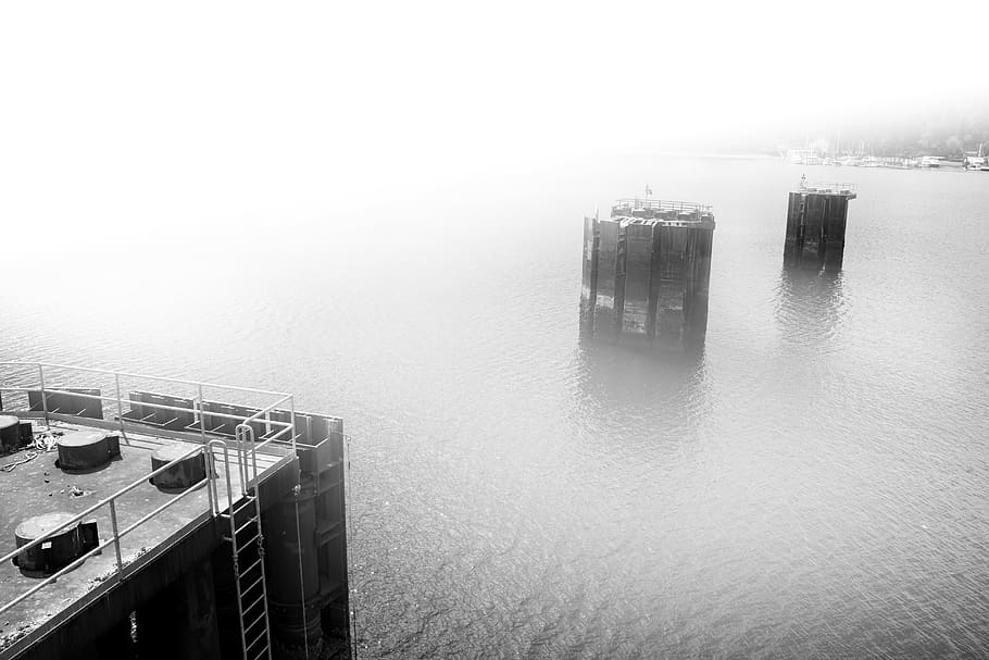 ocean, fog, water, sea, nature, waterfront, day, high angle view HD wallpaper