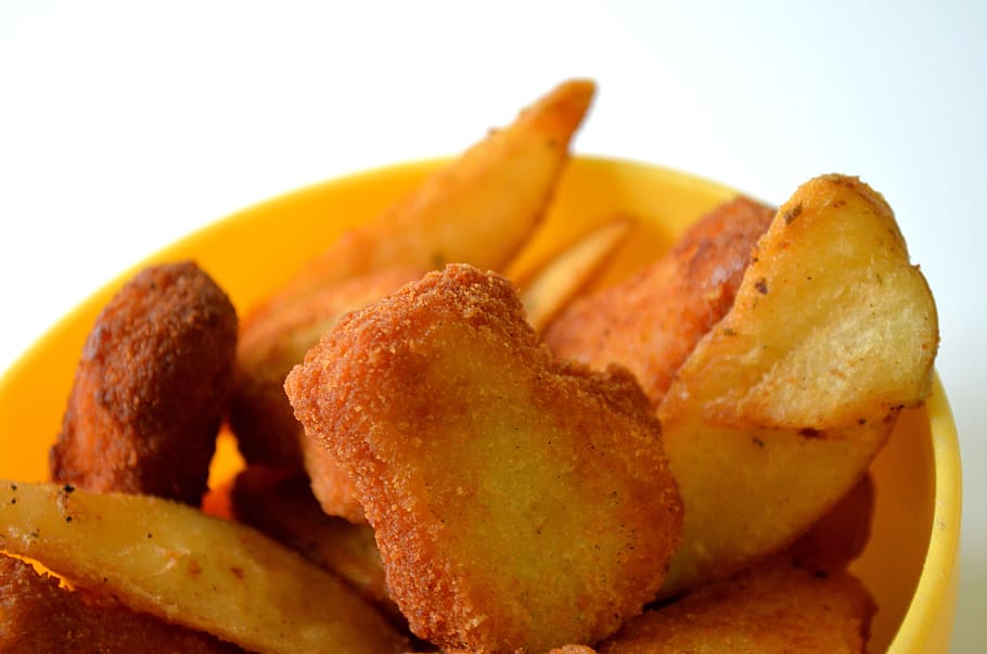 Nuggets and Potato Wedges, food, food and drink, prepared potato HD wallpaper