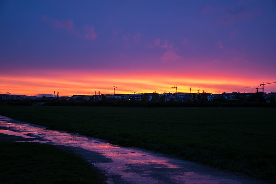 germany, sindelfingen, sunset, sky, city, cloud - sky, architecture HD wallpaper