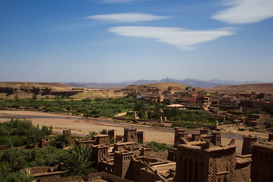 morocco, sky, landscape, desert, africa, trip, blue, sand, clouds HD wallpaper
