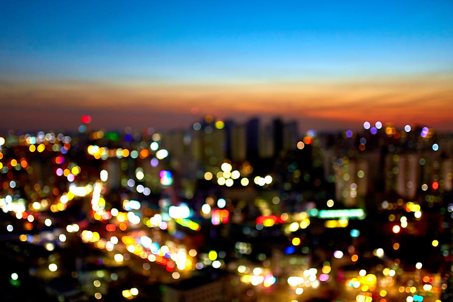south korea, lights, night, seoul, blur, circles, winter, city, HD wallpaper
