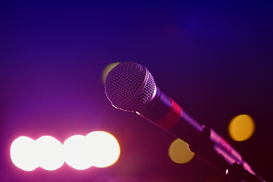 Close Up Photography of Microphone, audio, bright, close-up, dark, HD wallpaper