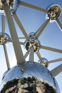 atomium, brussels, belgium, bonds, iron, molecule, city, travel HD wallpaper