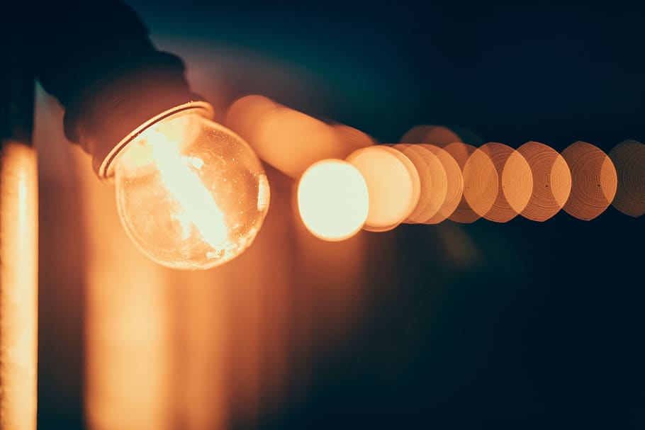 light, bulb, electricity, blur, bokeh, lamp, night, illuminated HD wallpaper