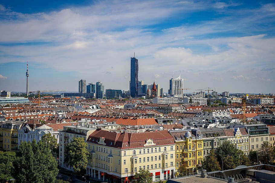 vienna, aerial view of vienna, the capital of austria, panorama, HD wallpaper