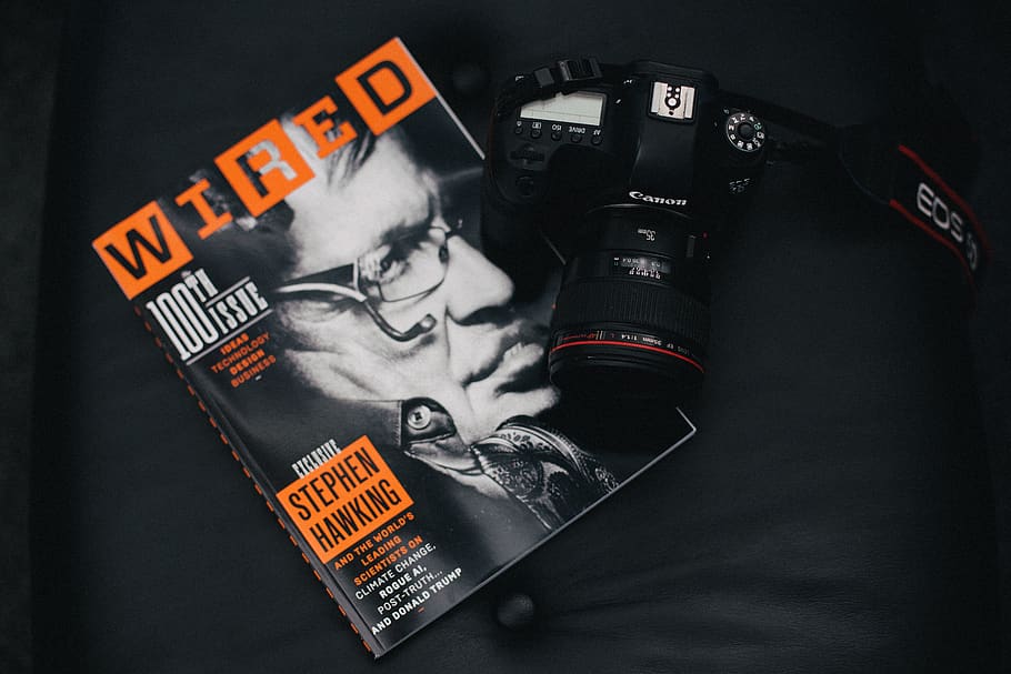 Wired book by Stephen King, camera, poster, advertisement, electronics