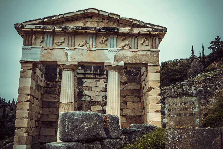 greece, delphi, ancient, monument, delfi, architecture, built structure HD wallpaper
