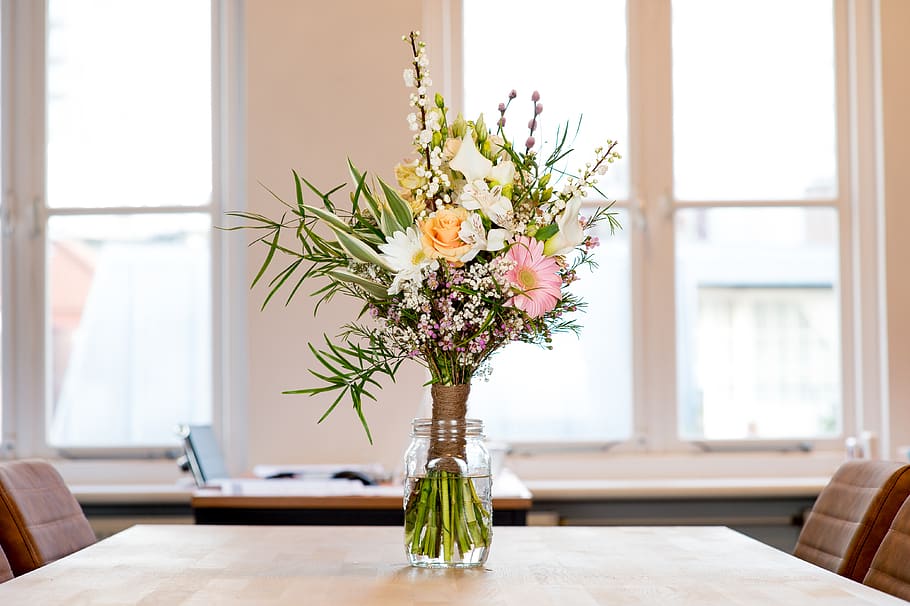 flower centerpiece on table, vase, plant, indoors, flowering plant HD wallpaper
