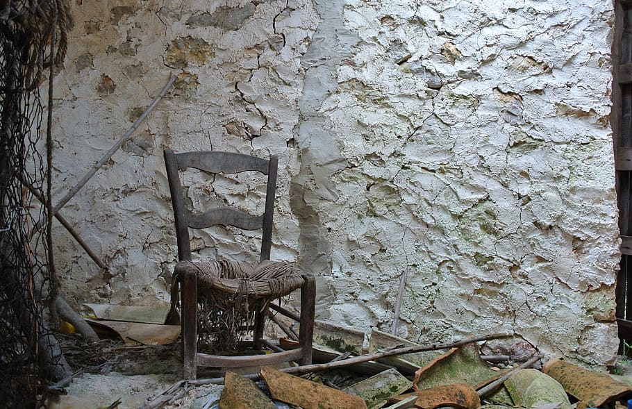 chair, abandoned house, wall - building feature, architecture HD wallpaper