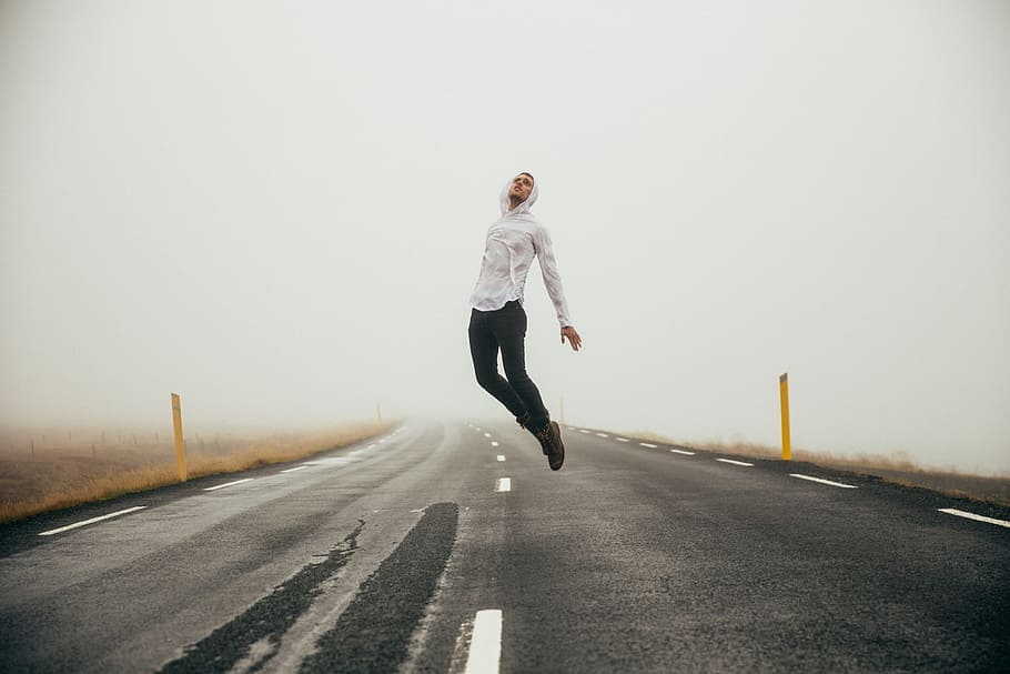 Man Jumping Over Highway Photo, Men, Mens Fashion, Road, Earth