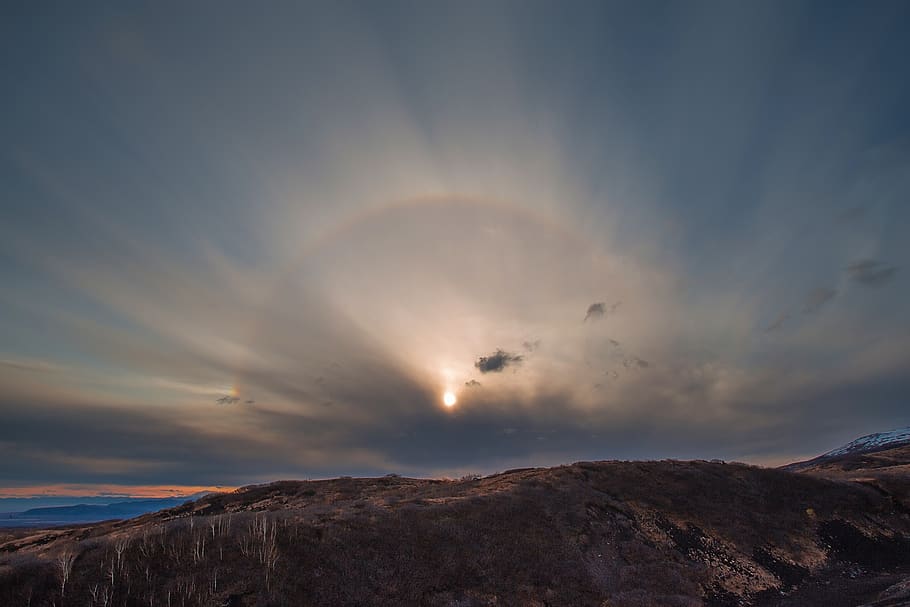 sun, halo, sky, clouds, landscape, nature, glow, light, atmosphere HD wallpaper