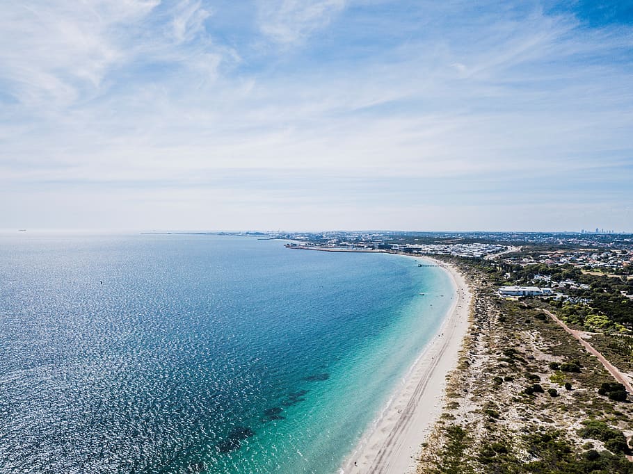 aerial photo of long seashore, water, scenics - nature, beauty in nature, HD wallpaper